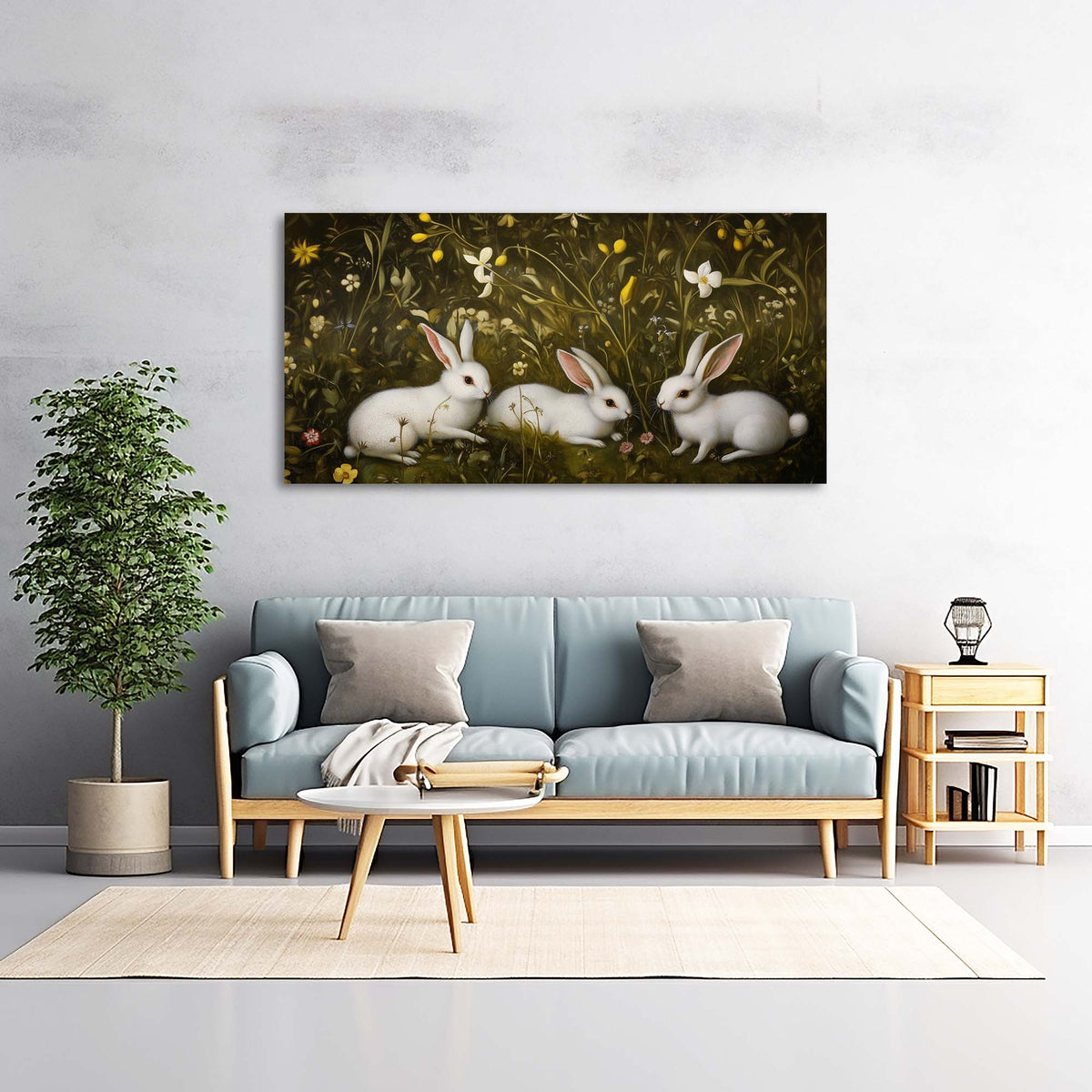 Yellow Floral Animals Wall Art Canvas Painting Prints Artwor Office Bedroom Living Room Decor