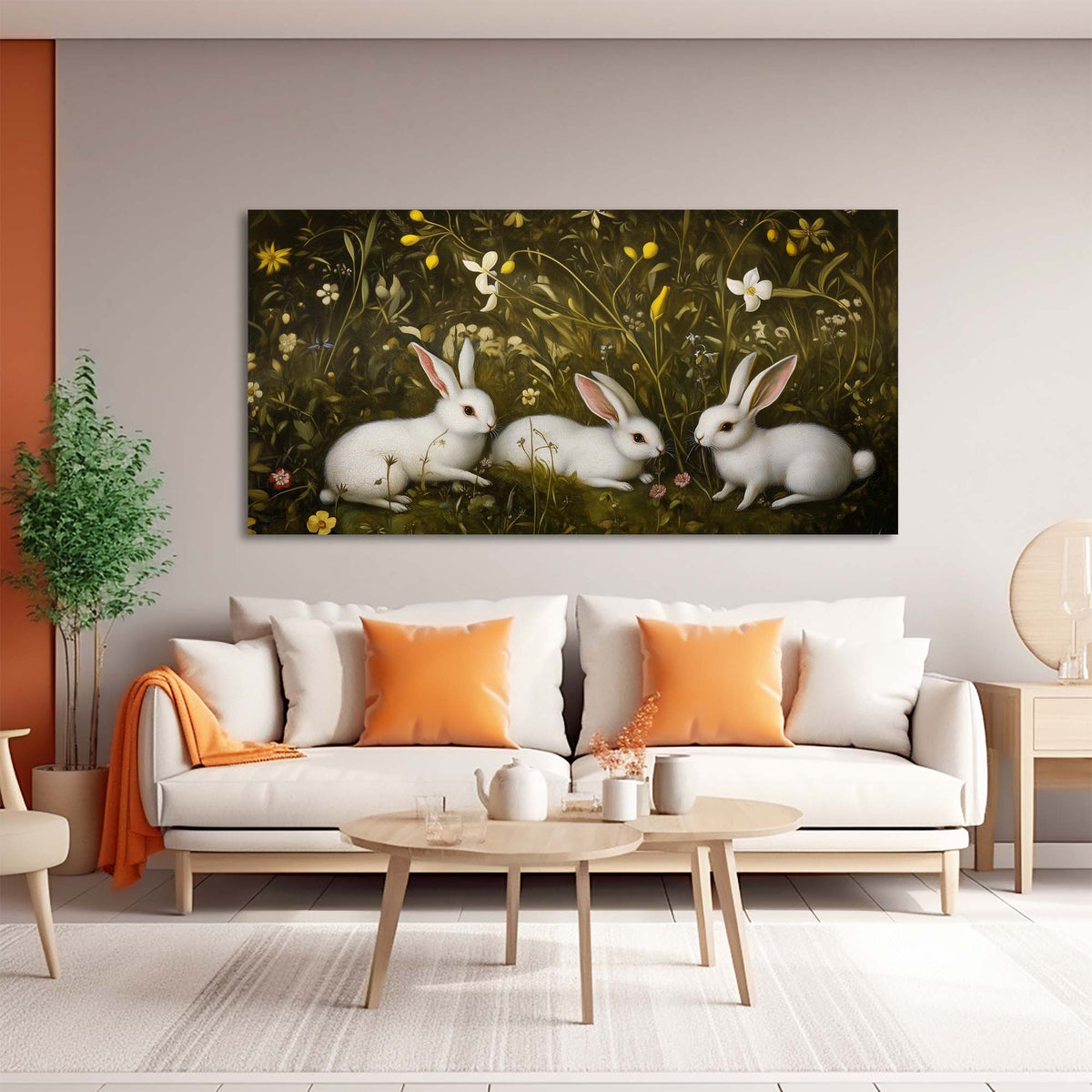 Yellow Floral Animals Wall Art Canvas Painting Prints Artwor Office Bedroom Living Room Decor