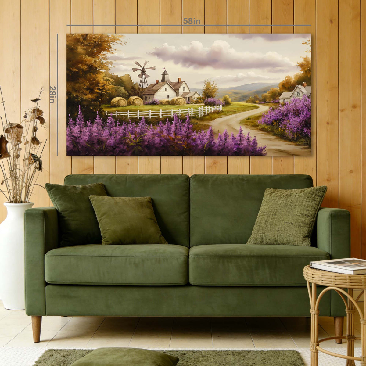 Green Country Floral Wall Art Art Deco Painting Prints Canvas Artwork Living Room Family Bedroom Office Decor