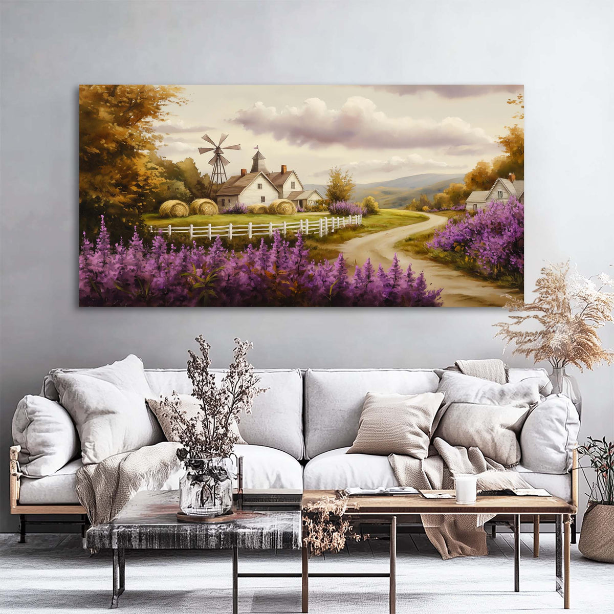 Green Country Floral Wall Art Art Deco Painting Prints Canvas Artwork Living Room Family Bedroom Office Decor