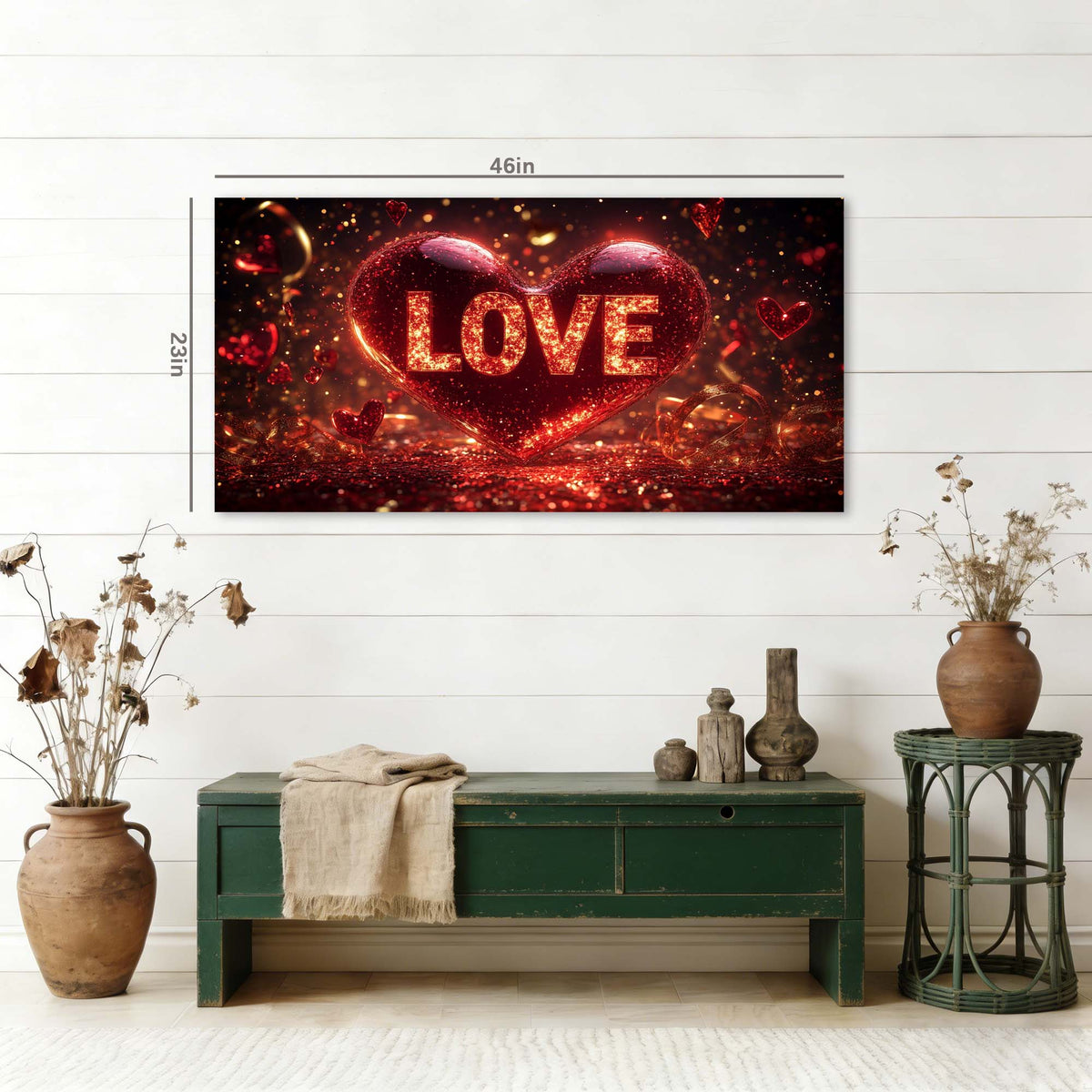 Red Pretty Floral Wall Art Canvas Painting Prints Artwor Office Bedroom Living Room Decor