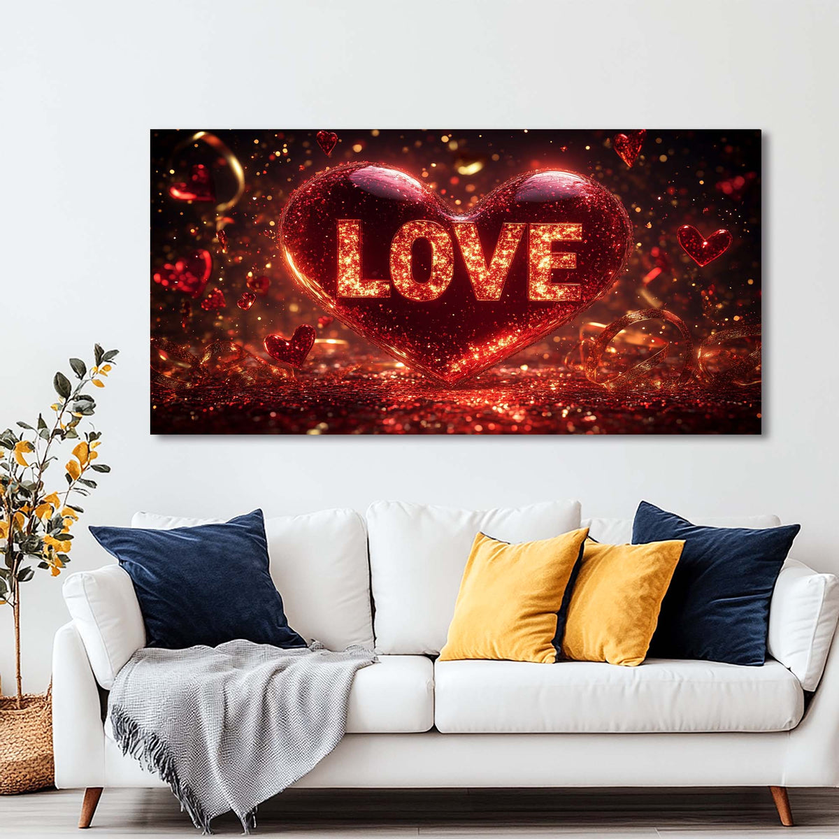 Red Pretty Floral Wall Art Canvas Painting Prints Artwor Office Bedroom Living Room Decor