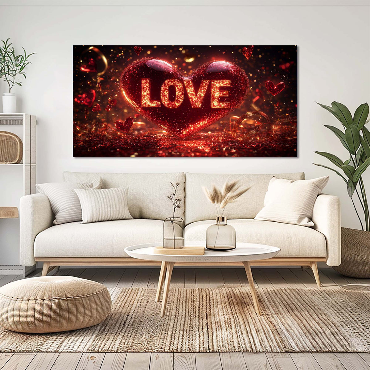 Red Pretty Floral Wall Art Canvas Painting Prints Artwor Office Bedroom Living Room Decor