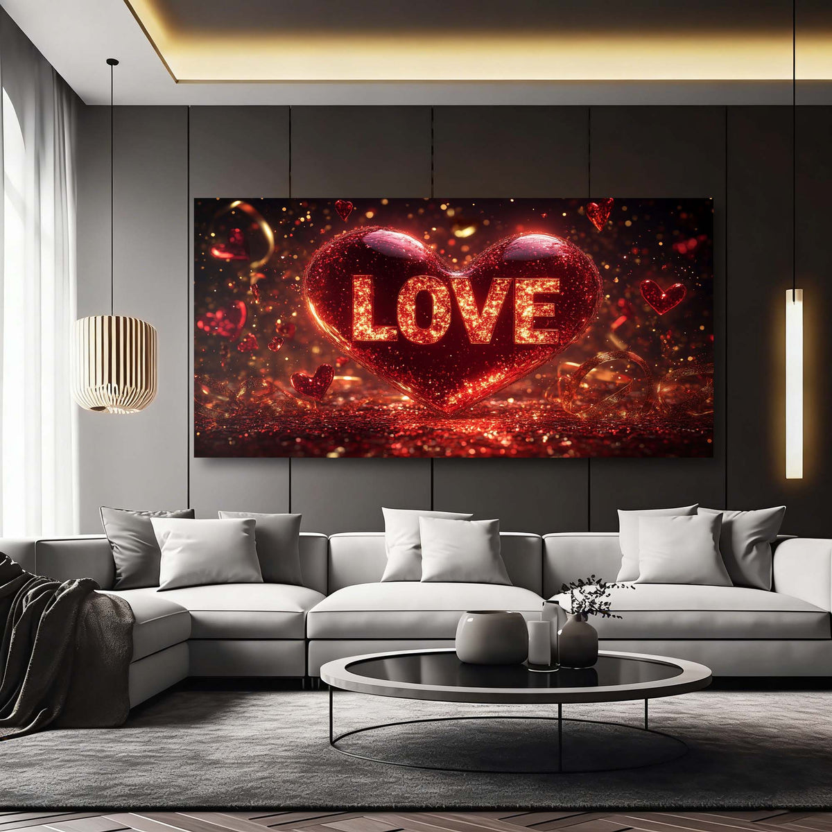 Red Pretty Floral Wall Art Canvas Painting Prints Artwor Office Bedroom Living Room Decor