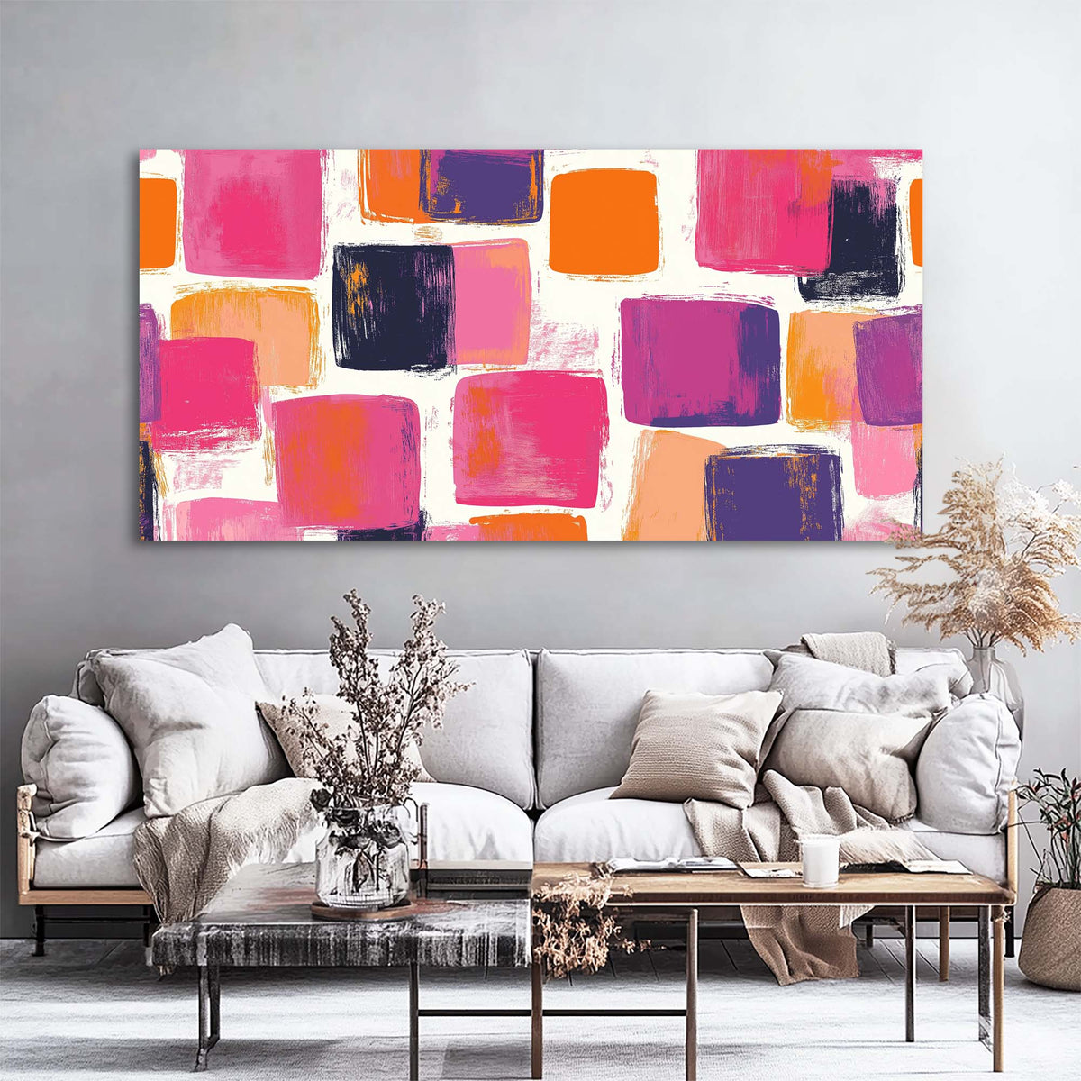 Orange Abstract Abstract Wall Art Modern Canvas Painting Prints Artwork Office Hallway Bedroom Living Room Decor