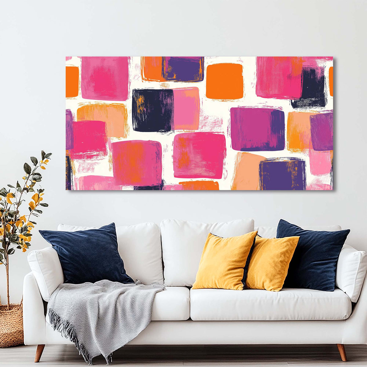 Orange Abstract Abstract Wall Art Modern Canvas Painting Prints Artwork Office Hallway Bedroom Living Room Decor