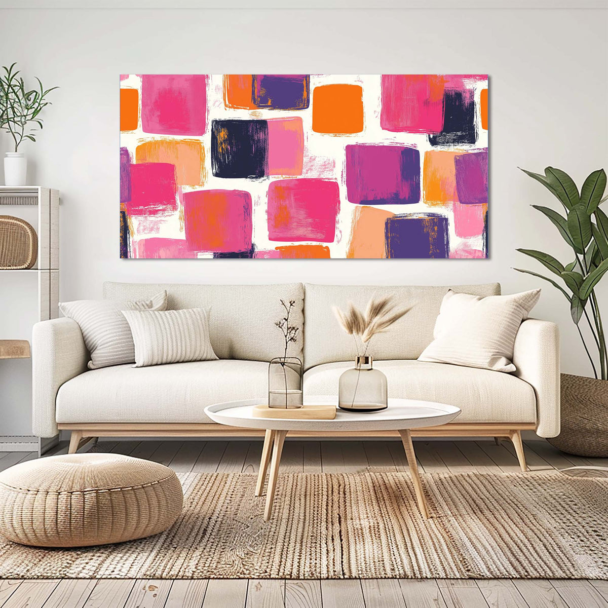 Orange Abstract Abstract Wall Art Modern Canvas Painting Prints Artwork Office Hallway Bedroom Living Room Decor