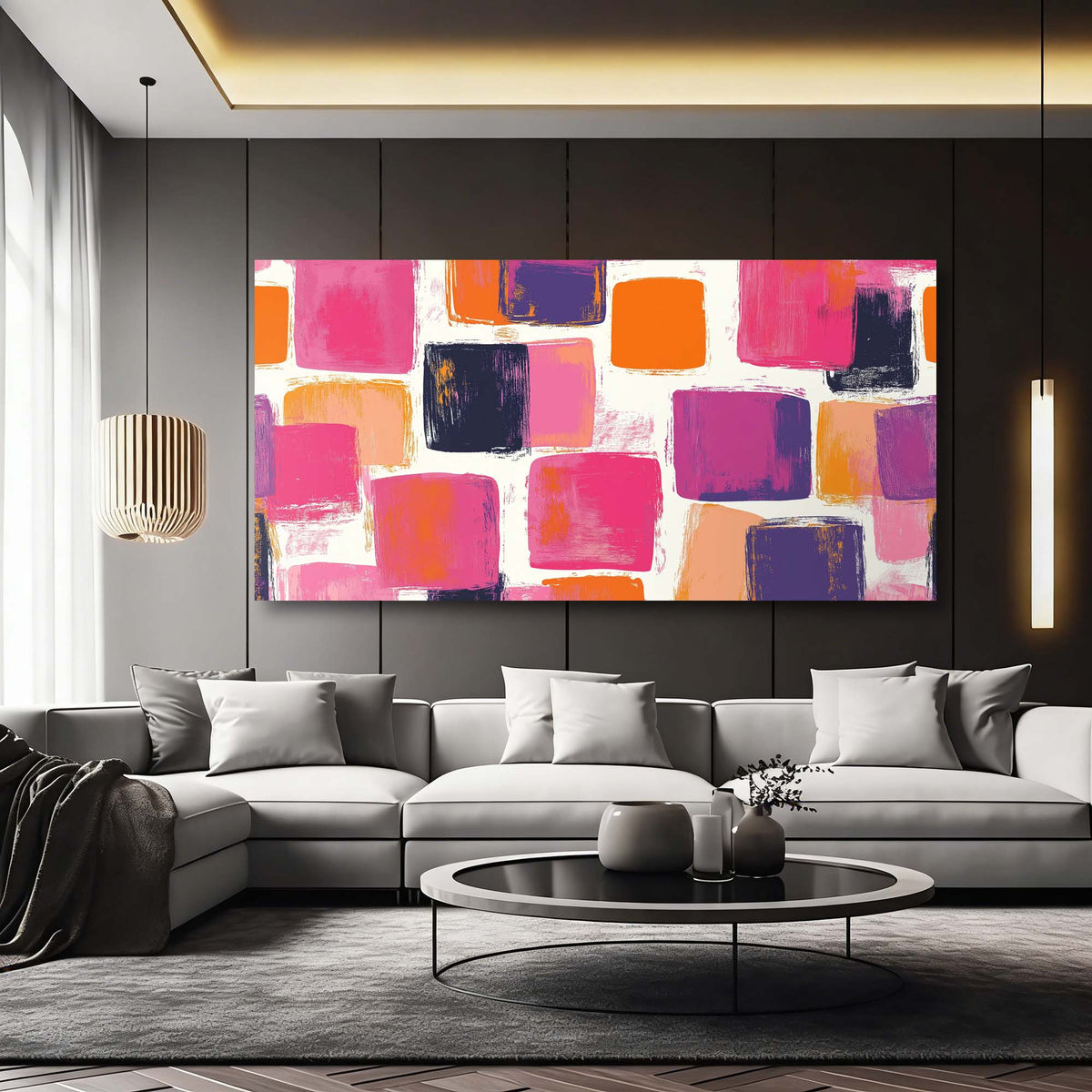 Orange Abstract Abstract Wall Art Modern Canvas Painting Prints Artwork Office Hallway Bedroom Living Room Decor
