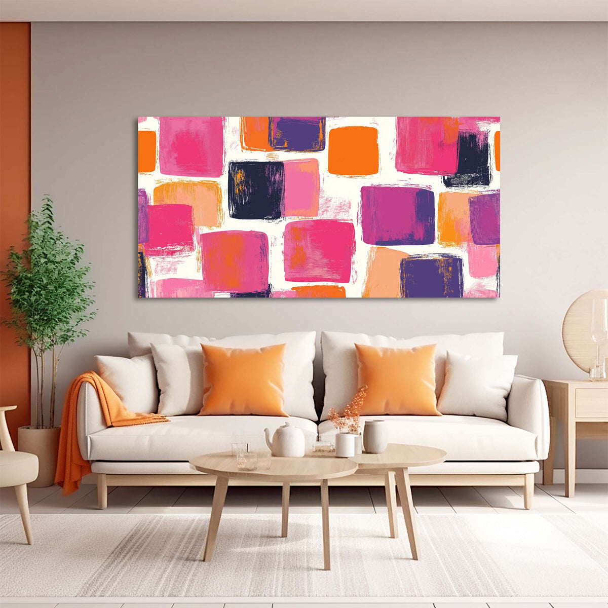 Orange Abstract Abstract Wall Art Modern Canvas Painting Prints Artwork Office Hallway Bedroom Living Room Decor
