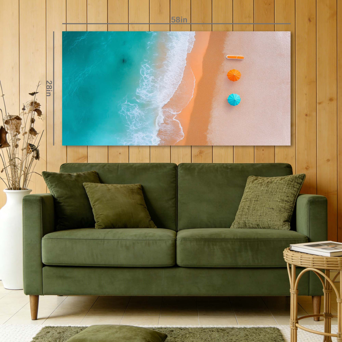 Gold Coastal Nature Canvas Wall Art for Living Room Prints Artwork Bedroom Office Decor