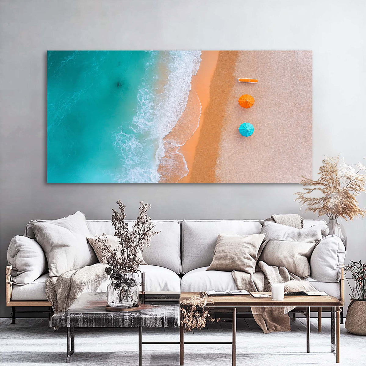 Gold Coastal Nature Canvas Wall Art for Living Room Prints Artwork Bedroom Office Decor