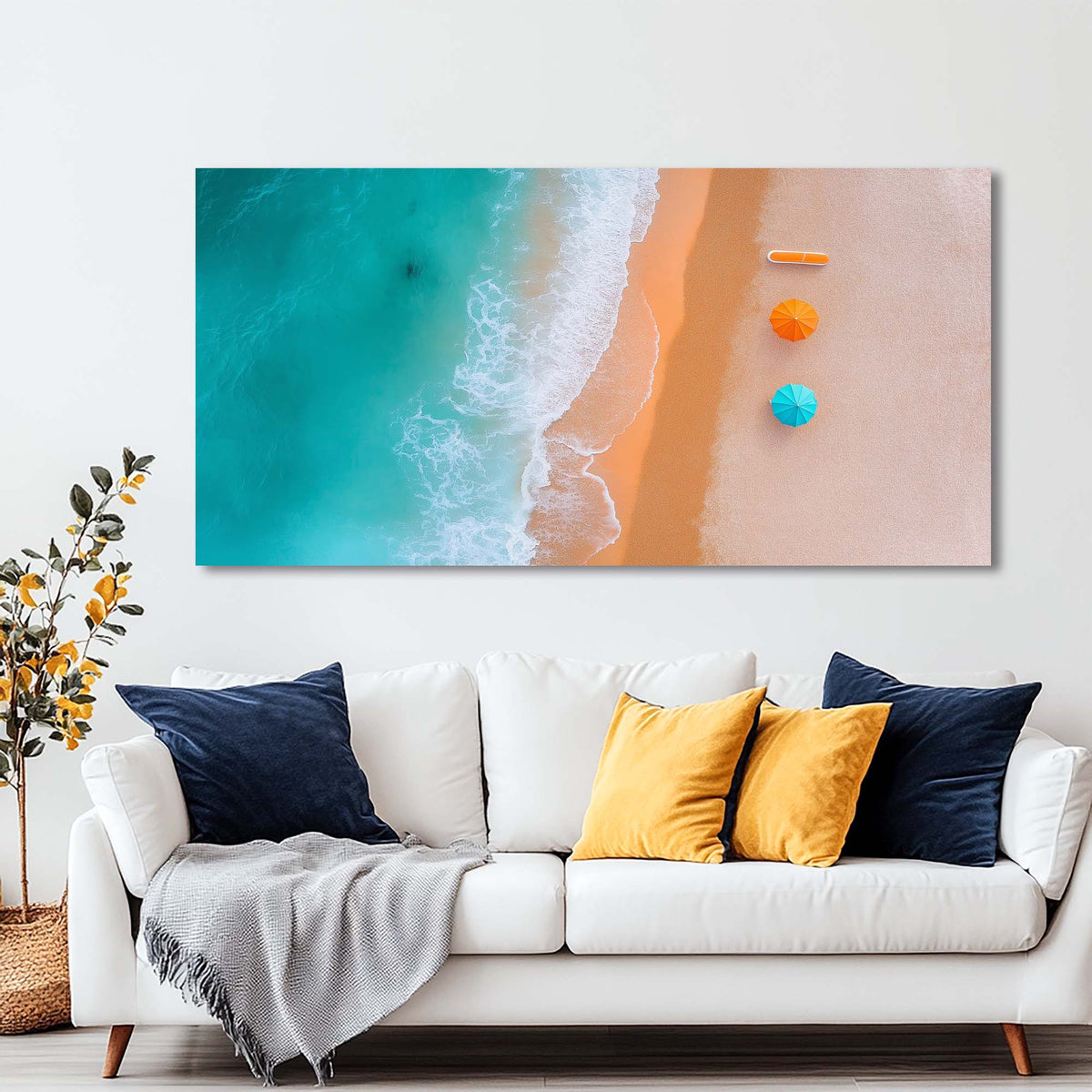 Gold Coastal Nature Canvas Wall Art for Living Room Prints Artwork Bedroom Office Decor