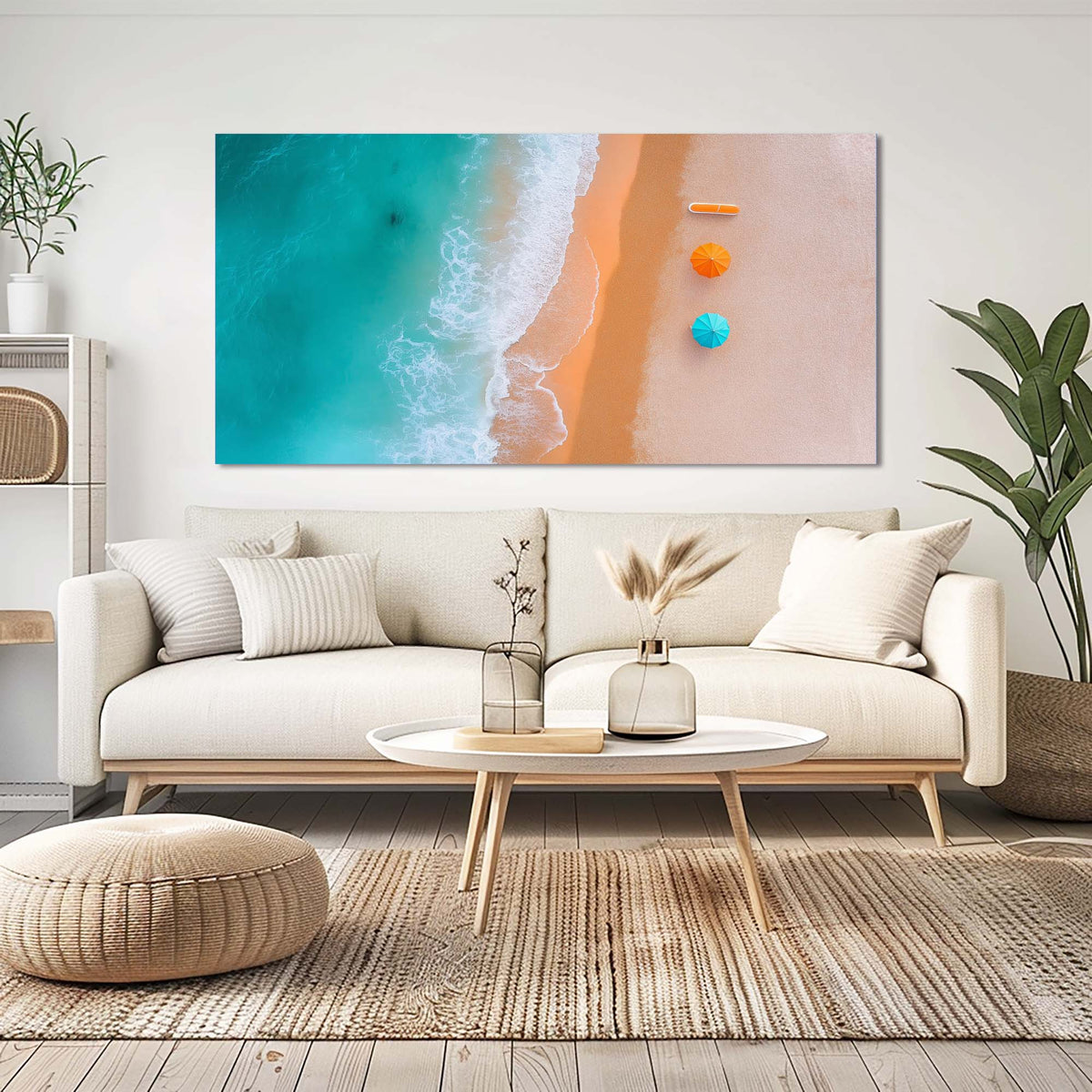Gold Coastal Nature Canvas Wall Art for Living Room Prints Artwork Bedroom Office Decor
