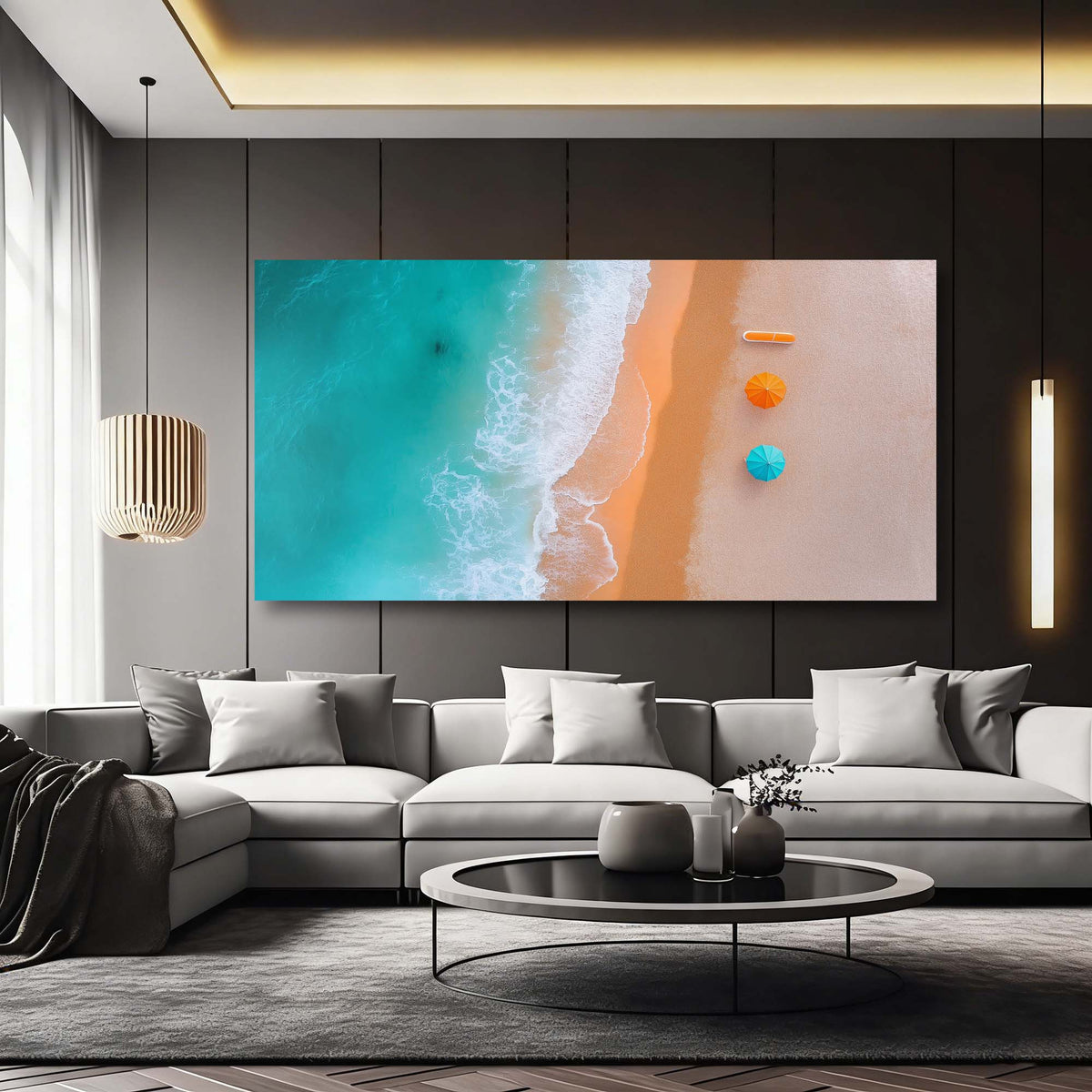 Gold Coastal Nature Canvas Wall Art for Living Room Prints Artwork Bedroom Office Decor