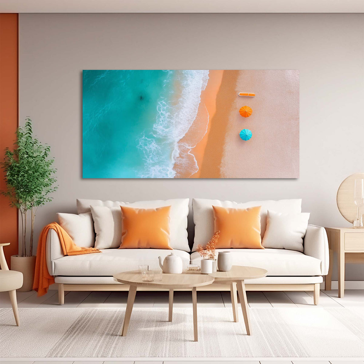 Gold Coastal Nature Canvas Wall Art for Living Room Prints Artwork Bedroom Office Decor