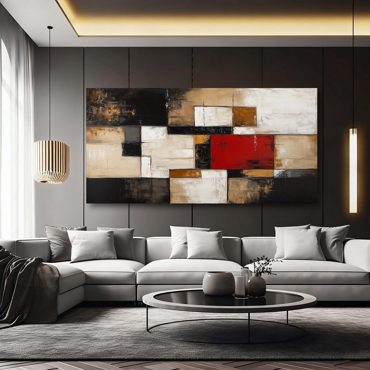 White Abstract Abstract Wall Art Art Deco Painting Prints Canvas Artwork Living Room Family Bedroom Office Decor