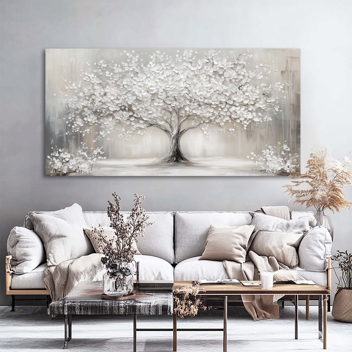 Gray Abstract Floral Wall Art for Living Room Canvas Painting Prints Artwork Family Bedroom Office Decor