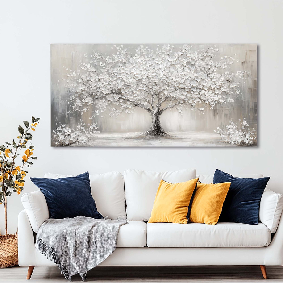 Gray Abstract Floral Wall Art for Living Room Canvas Painting Prints Artwork Family Bedroom Office Decor