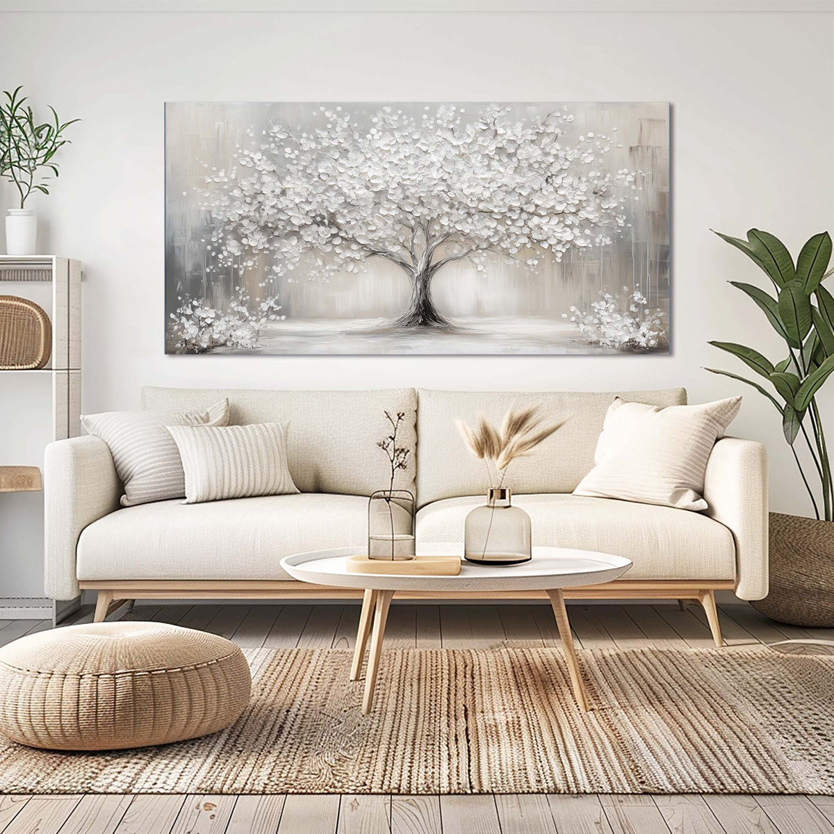 Gray Abstract Floral Wall Art for Living Room Canvas Painting Prints Artwork Family Bedroom Office Decor