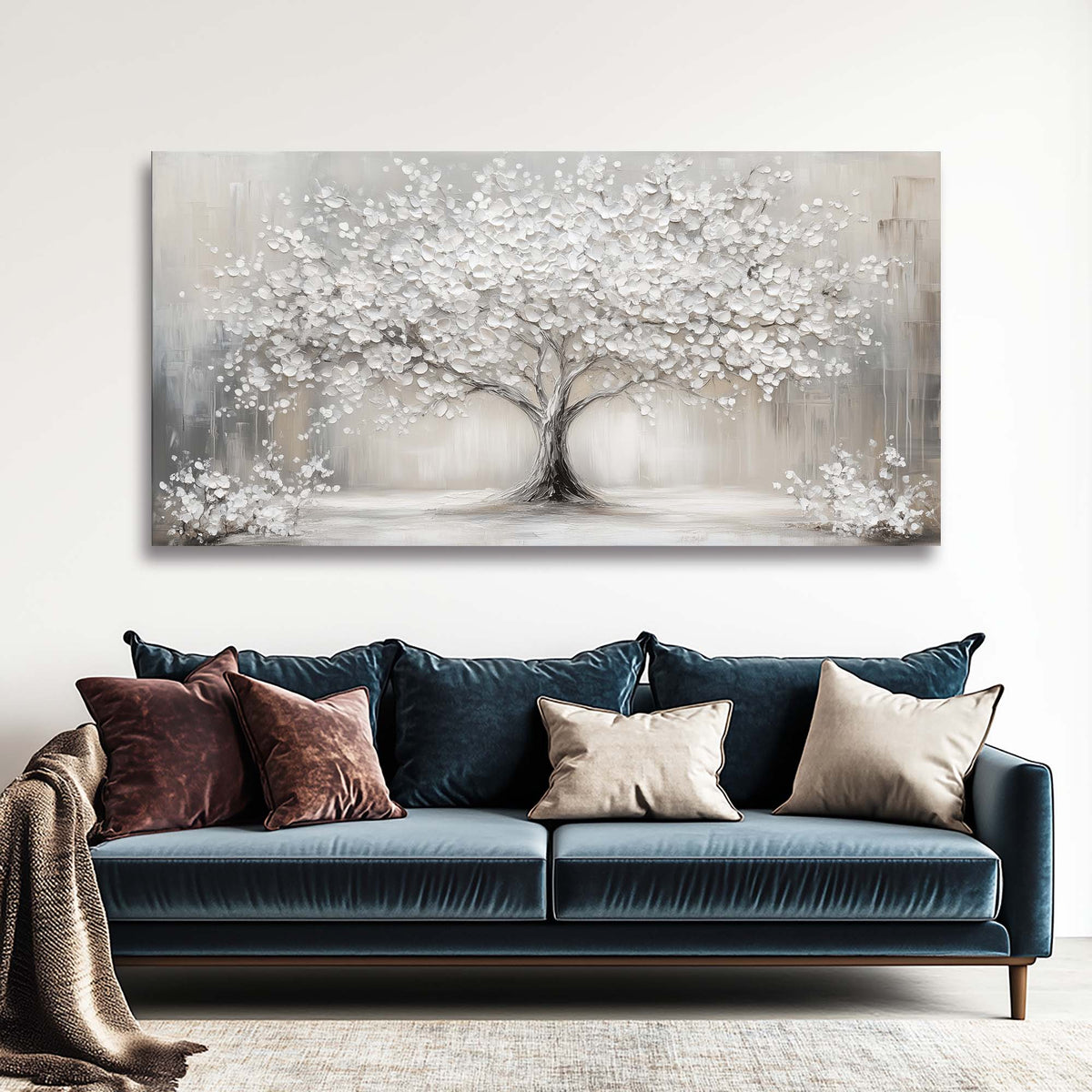 Gray Abstract Floral Wall Art for Living Room Canvas Painting Prints Artwork Family Bedroom Office Decor