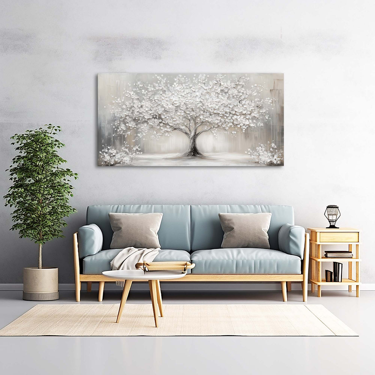 Gray Abstract Floral Wall Art for Living Room Canvas Painting Prints Artwork Family Bedroom Office Decor