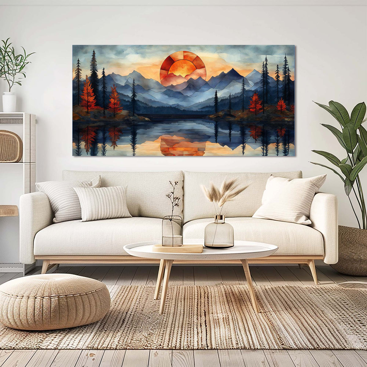 Navy Blue Fantasy Nature Wall Art for Living Room Canvas Painting Prints Artwork Family Bedroom Office Decor