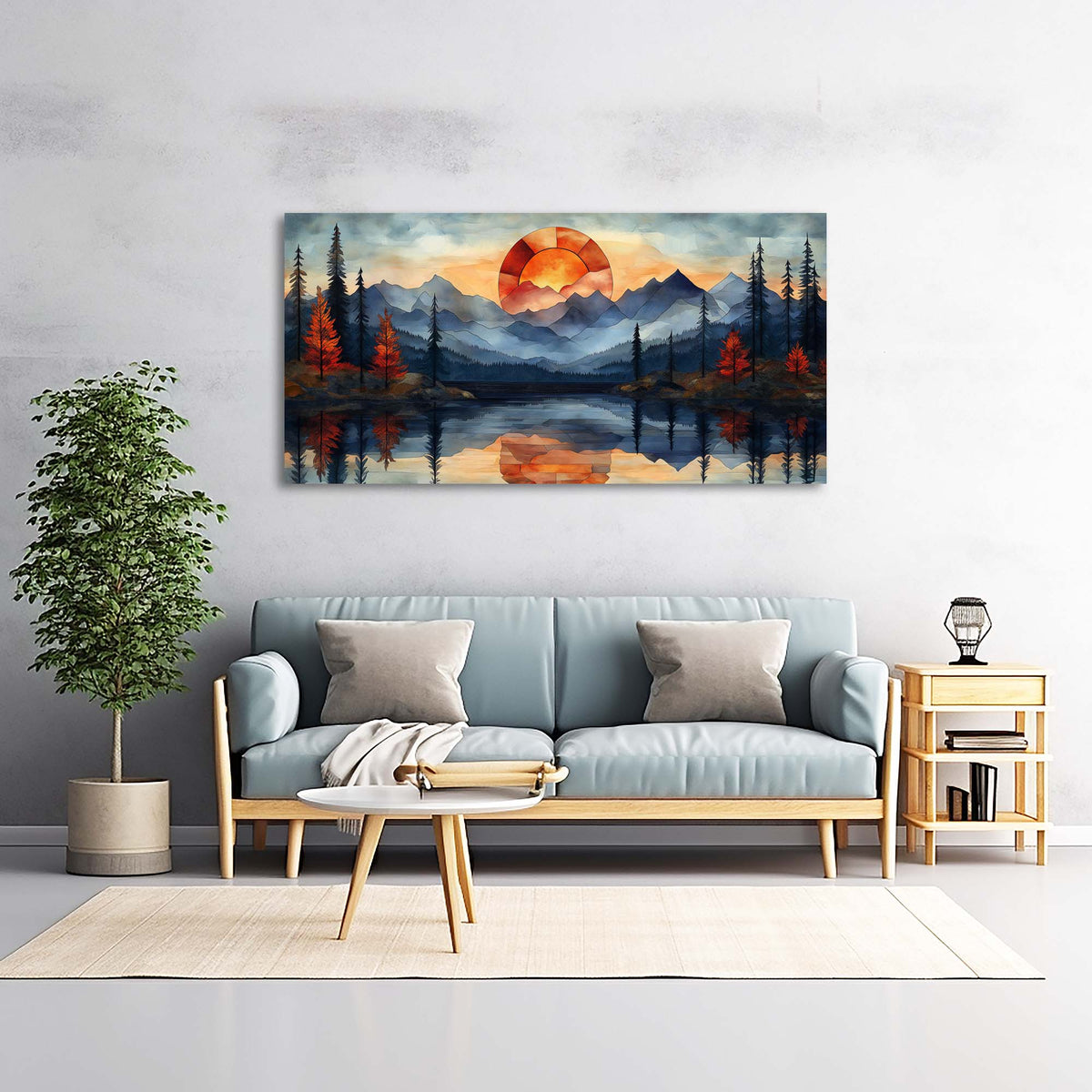 Navy Blue Fantasy Nature Wall Art for Living Room Canvas Painting Prints Artwork Family Bedroom Office Decor