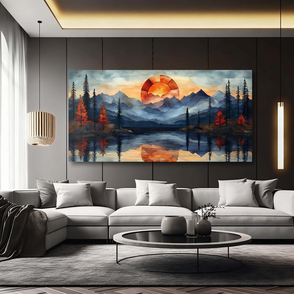 Navy Blue Fantasy Nature Wall Art for Living Room Canvas Painting Prints Artwork Family Bedroom Office Decor