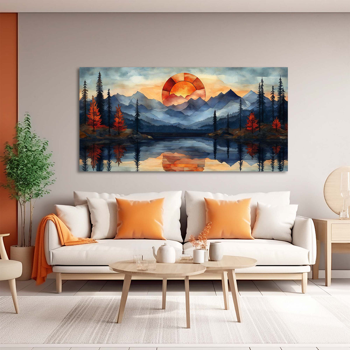 Navy Blue Fantasy Nature Wall Art for Living Room Canvas Painting Prints Artwork Family Bedroom Office Decor