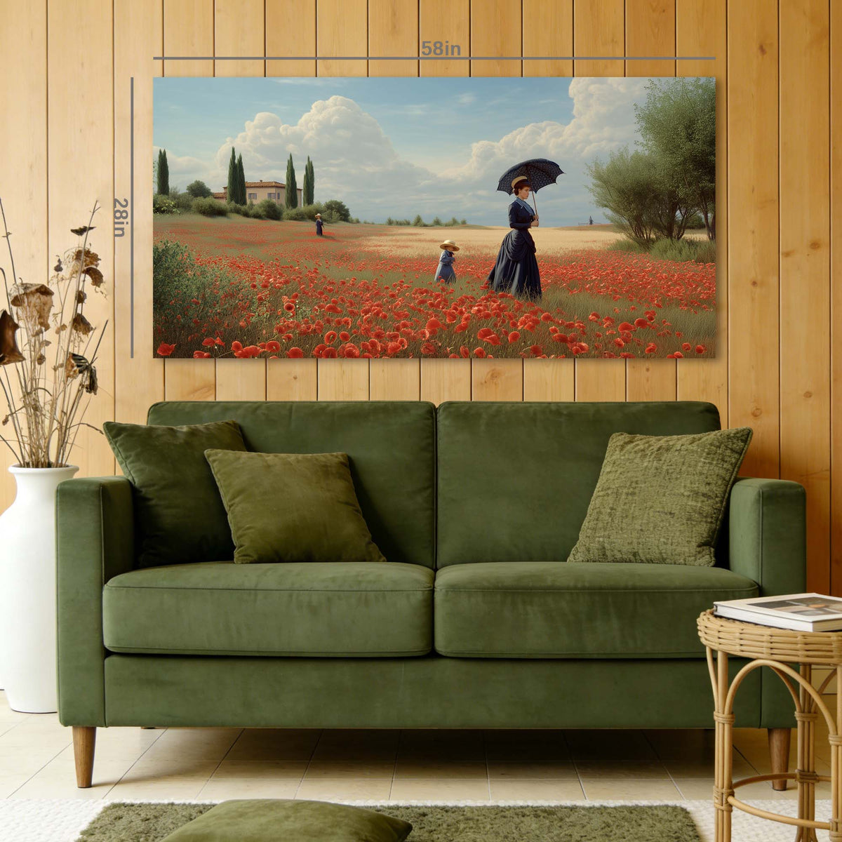Khaki Vintage Floral Wall Art Art Deco Painting Prints Canvas Artwork Living Room Family Bedroom Office Decor