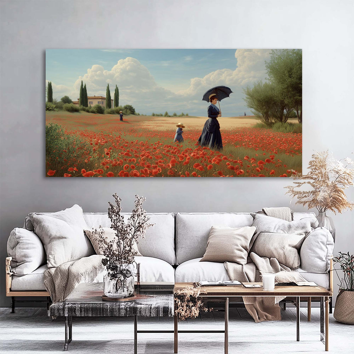 Khaki Vintage Floral Wall Art Art Deco Painting Prints Canvas Artwork Living Room Family Bedroom Office Decor