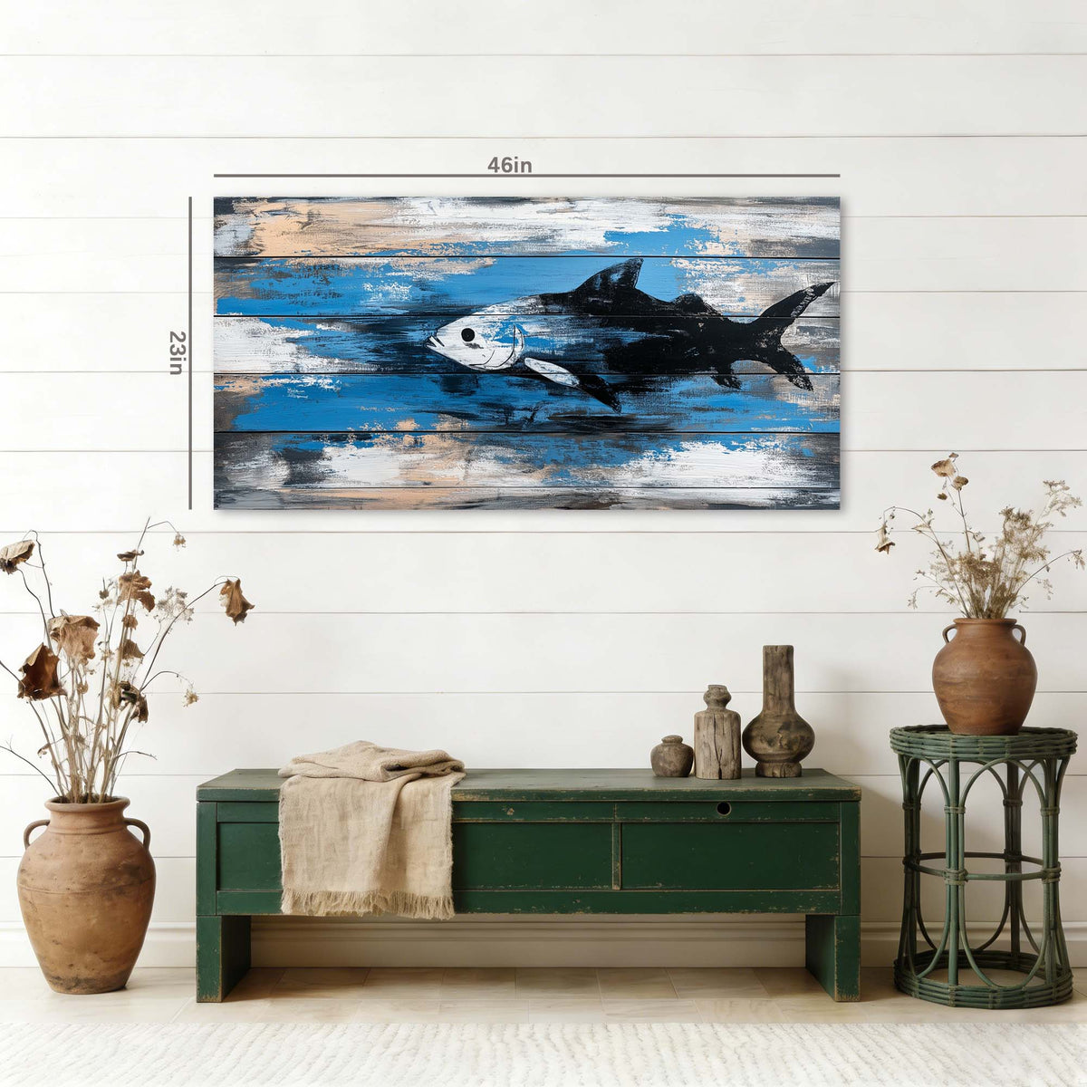 Navy Blue Nautical Animals Wall Art Modern Canvas Painting Prints Artwork Office Hallway Bedroom Living Room Decor