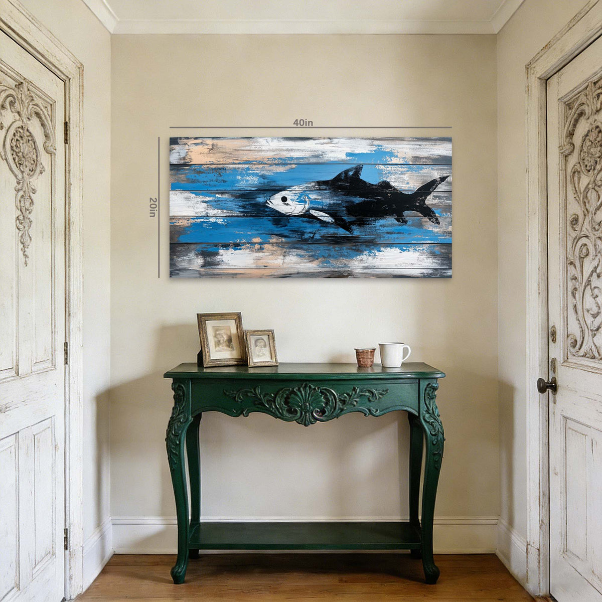 Navy Blue Nautical Animals Wall Art Modern Canvas Painting Prints Artwork Office Hallway Bedroom Living Room Decor