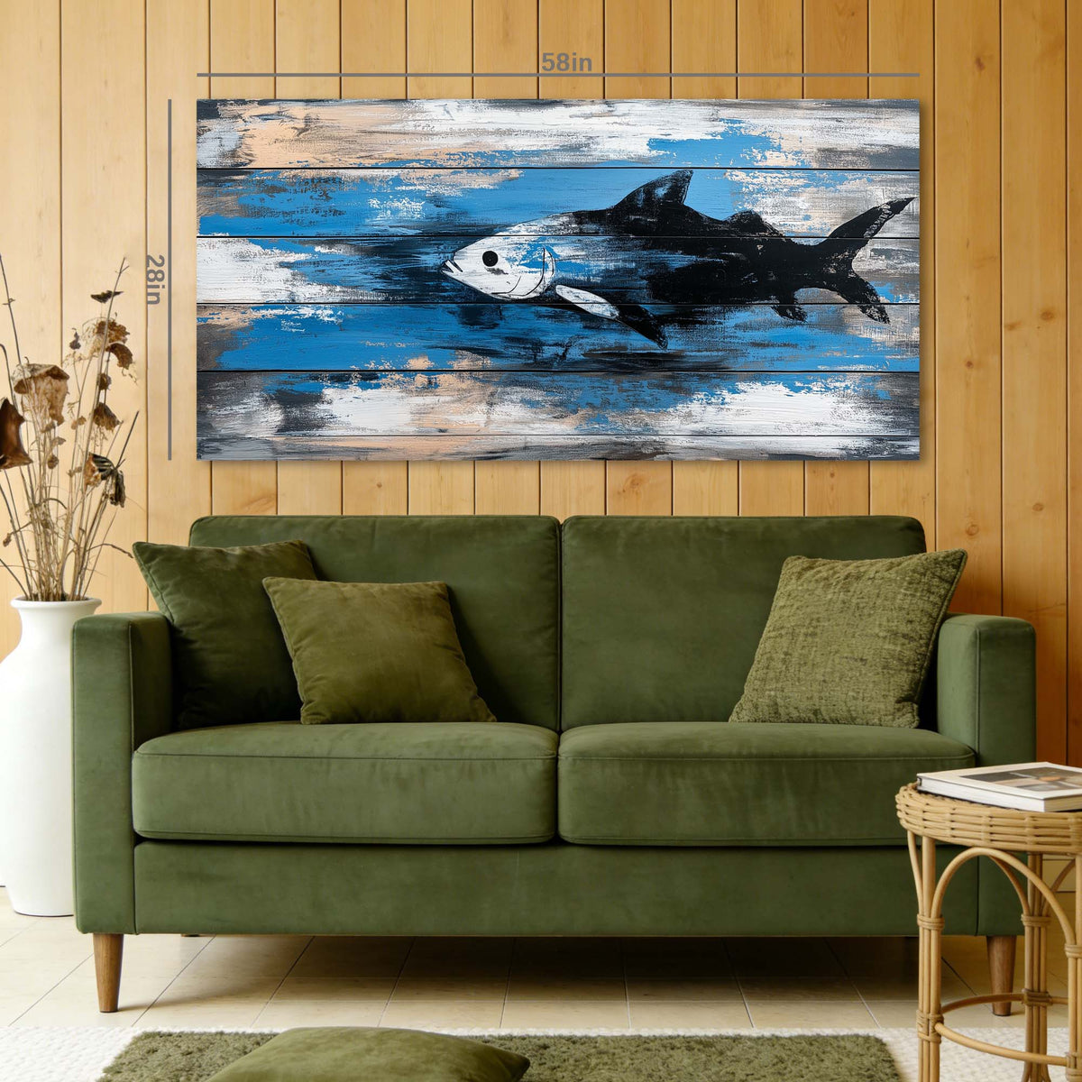 Navy Blue Nautical Animals Wall Art Modern Canvas Painting Prints Artwork Office Hallway Bedroom Living Room Decor