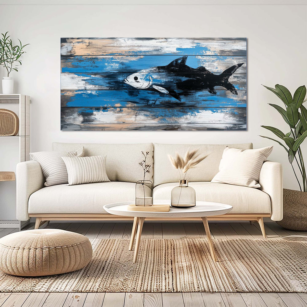 Navy Blue Nautical Animals Wall Art Modern Canvas Painting Prints Artwork Office Hallway Bedroom Living Room Decor