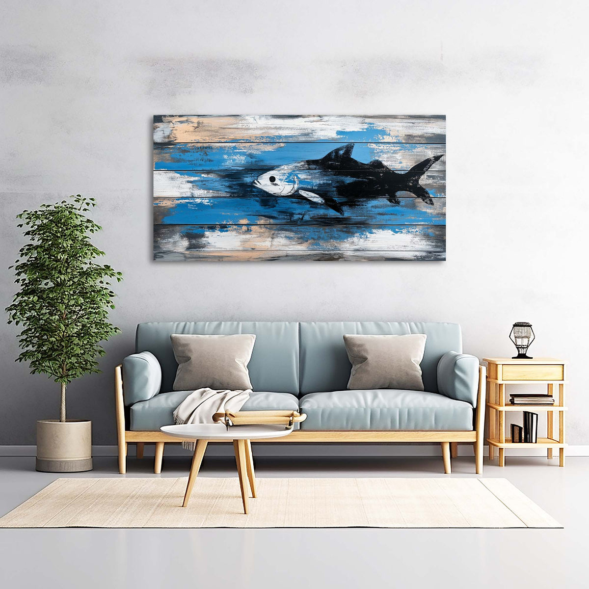 Navy Blue Nautical Animals Wall Art Modern Canvas Painting Prints Artwork Office Hallway Bedroom Living Room Decor