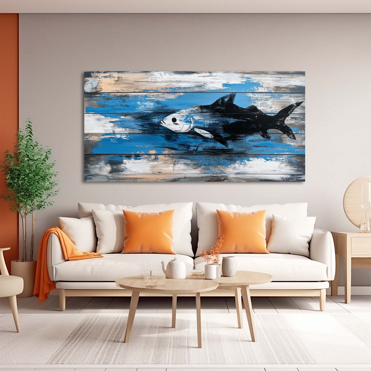 Navy Blue Nautical Animals Wall Art Modern Canvas Painting Prints Artwork Office Hallway Bedroom Living Room Decor