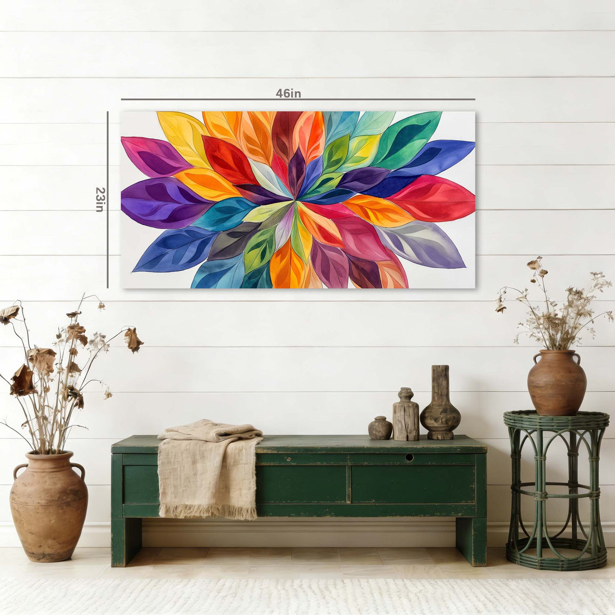 Green Abstract Floral Canvas Wall Art for Living Room Prints Artwork Bedroom Office Decor