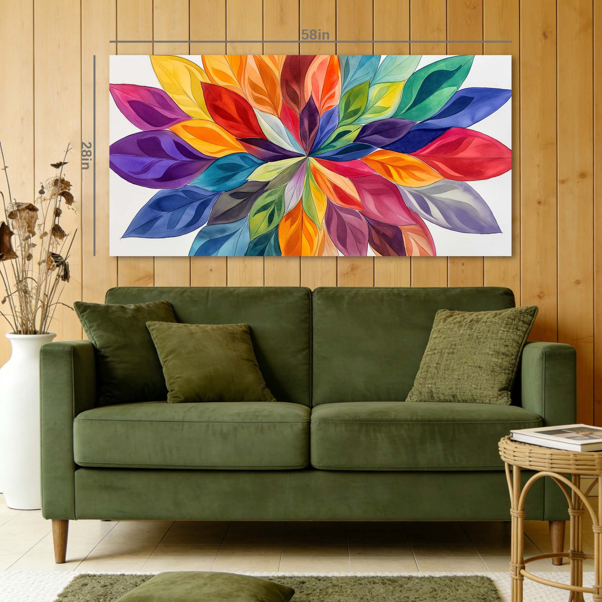 Green Abstract Floral Canvas Wall Art for Living Room Prints Artwork Bedroom Office Decor