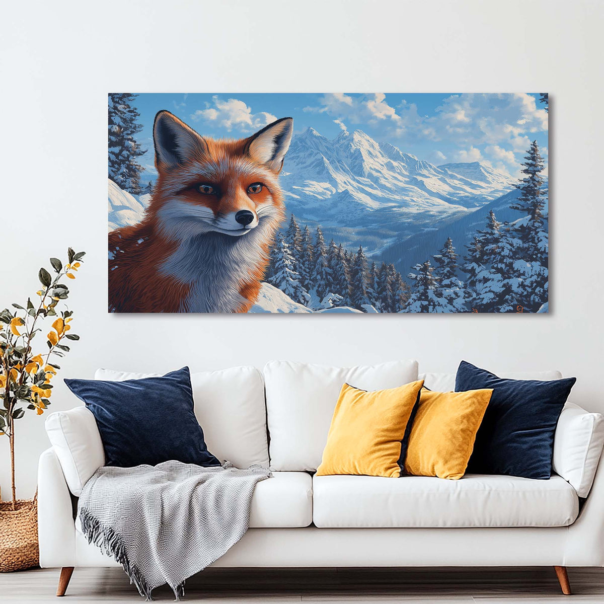 Navy Blue Wildlife Animals Canvas Wall Art for Living Room Prints Artwork Bedroom Office Decor