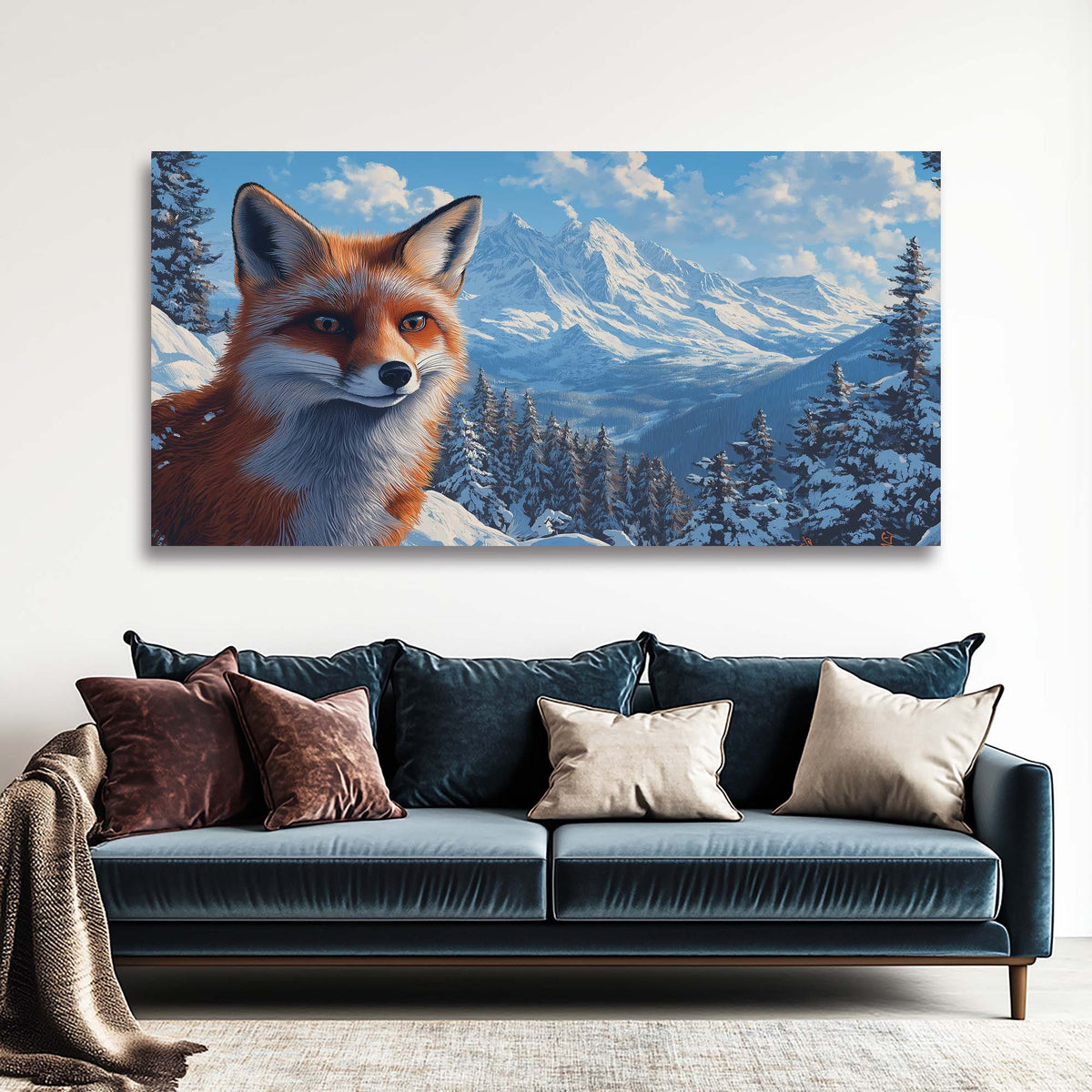 Navy Blue Wildlife Animals Canvas Wall Art for Living Room Prints Artwork Bedroom Office Decor