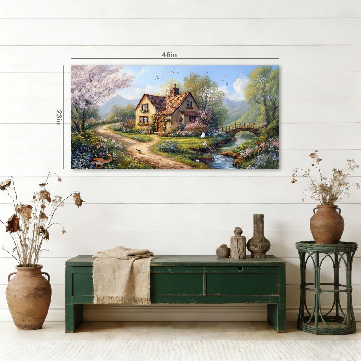 White Floral Wall Art for Living Room Canvas Painting Prints Art Deco Artwork Office Bedroom Decor