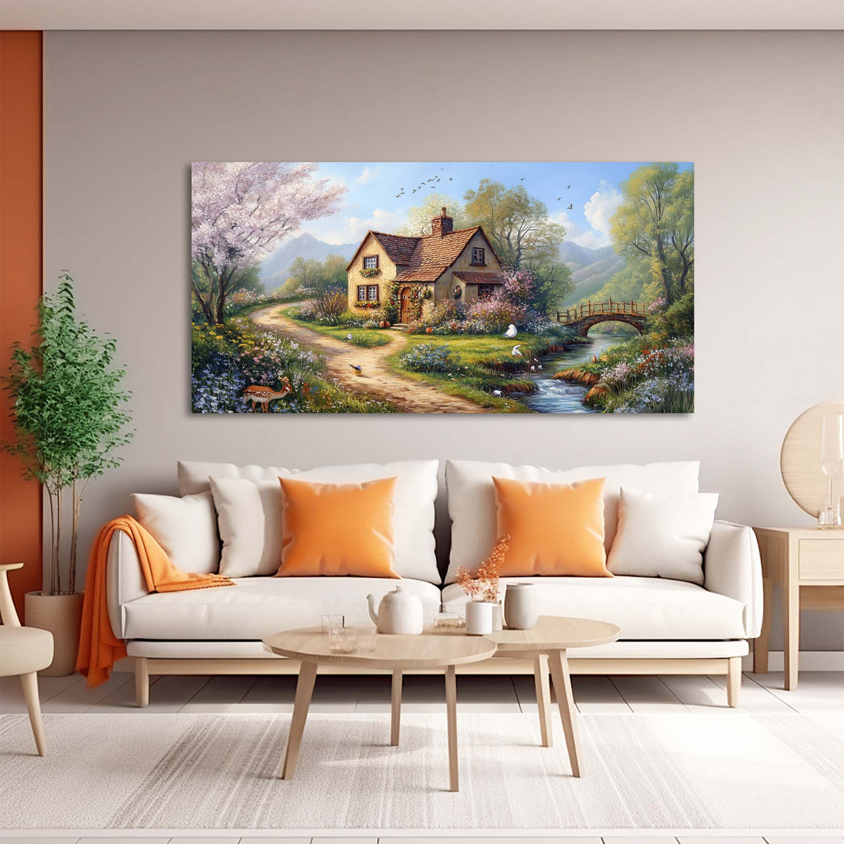 White Floral Wall Art for Living Room Canvas Painting Prints Art Deco Artwork Office Bedroom Decor