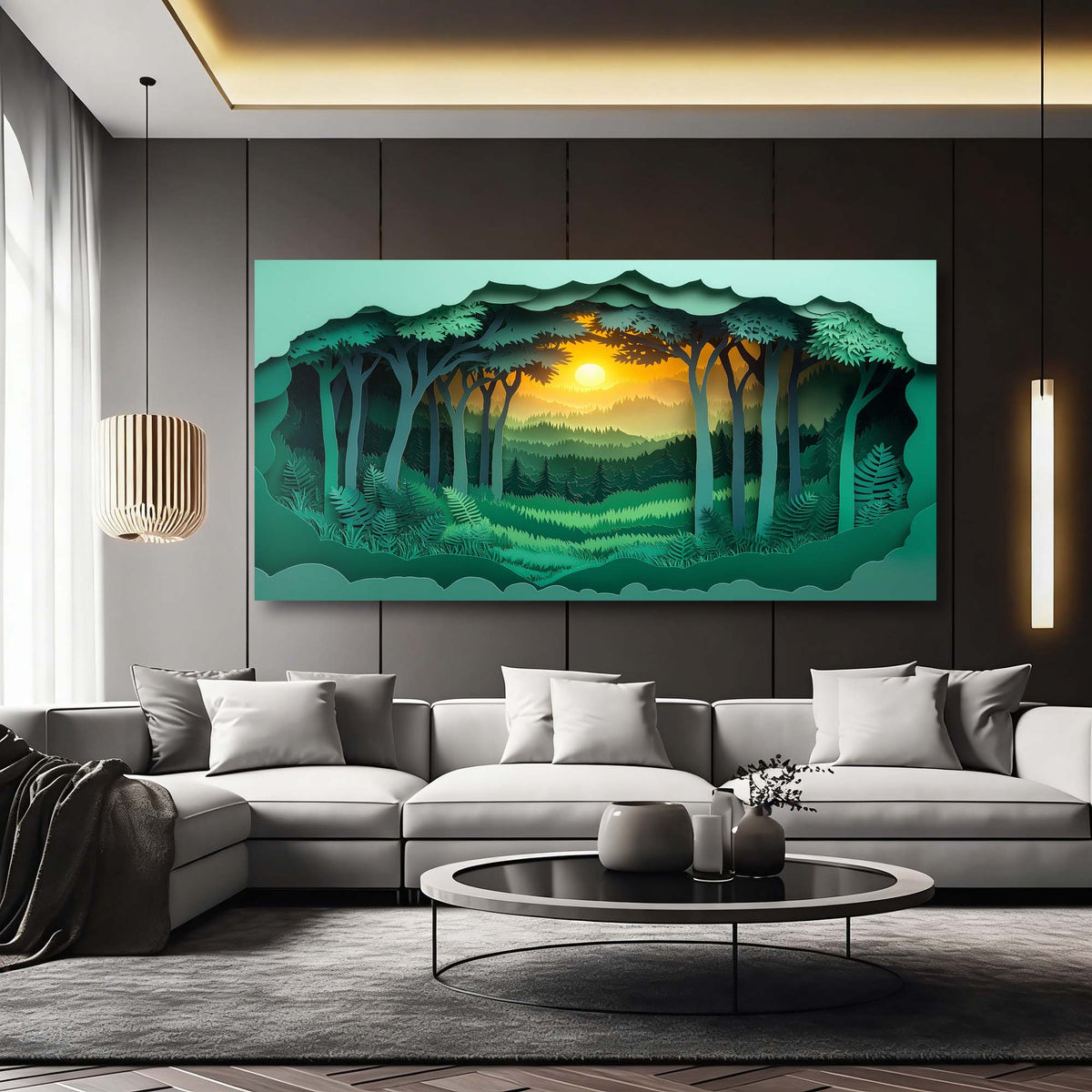 Gold Fantasy Nature Wall Art Modern Canvas Painting Prints Artwork Office Hallway Bedroom Living Room Decor