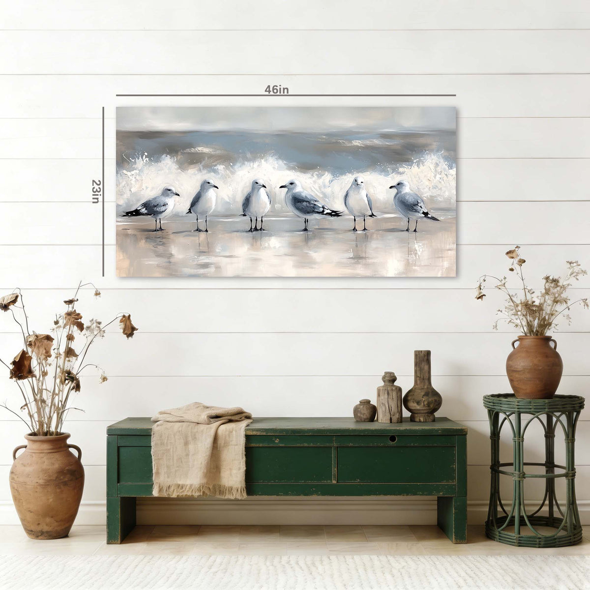Gray Coastal Birds Wall Art Art Deco Painting Prints Canvas Artwork Living Room Family Bedroom Office Decor