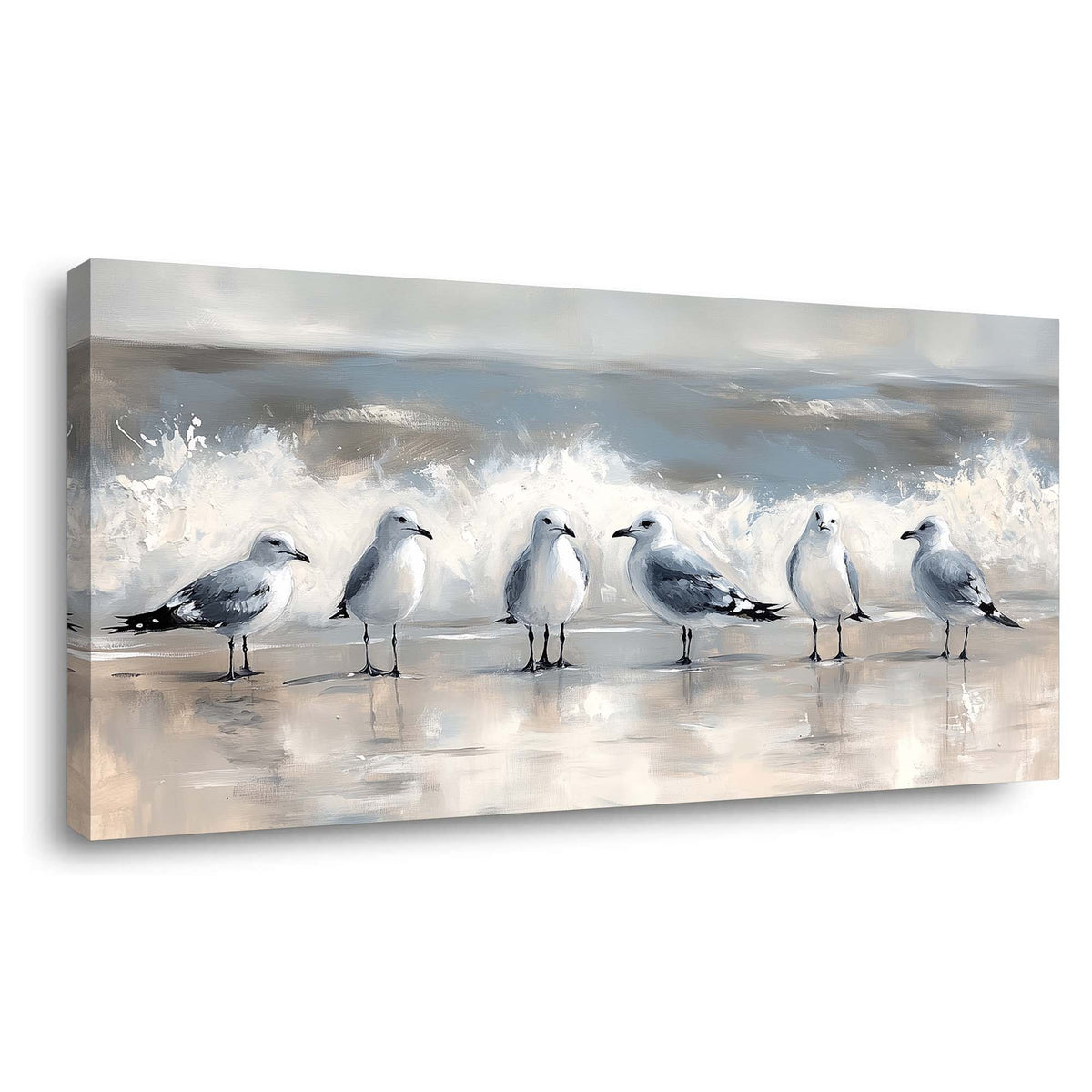 Gray Coastal Birds Wall Art Art Deco Painting Prints Canvas Artwork Living Room Family Bedroom Office Decor
