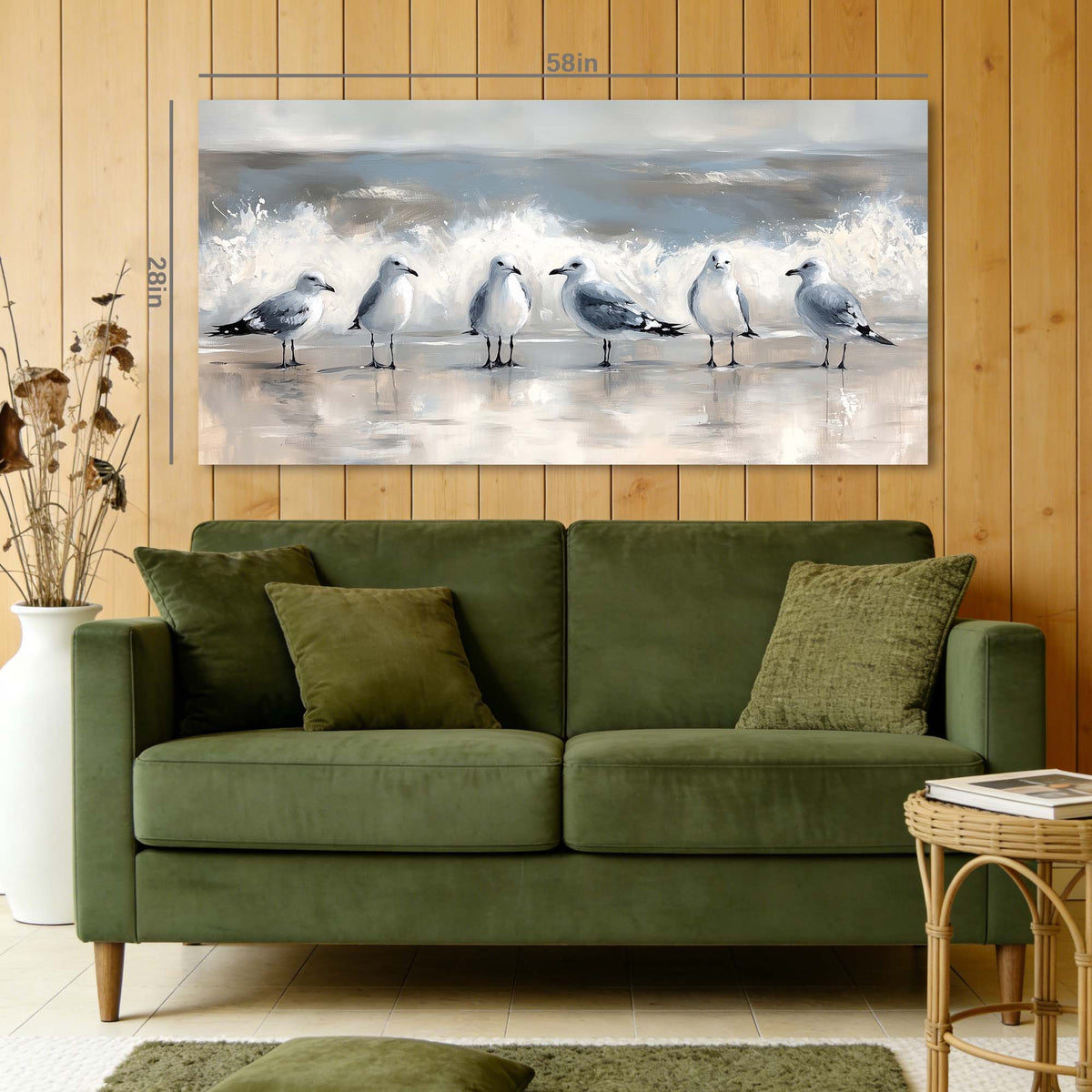 Gray Coastal Birds Wall Art Art Deco Painting Prints Canvas Artwork Living Room Family Bedroom Office Decor