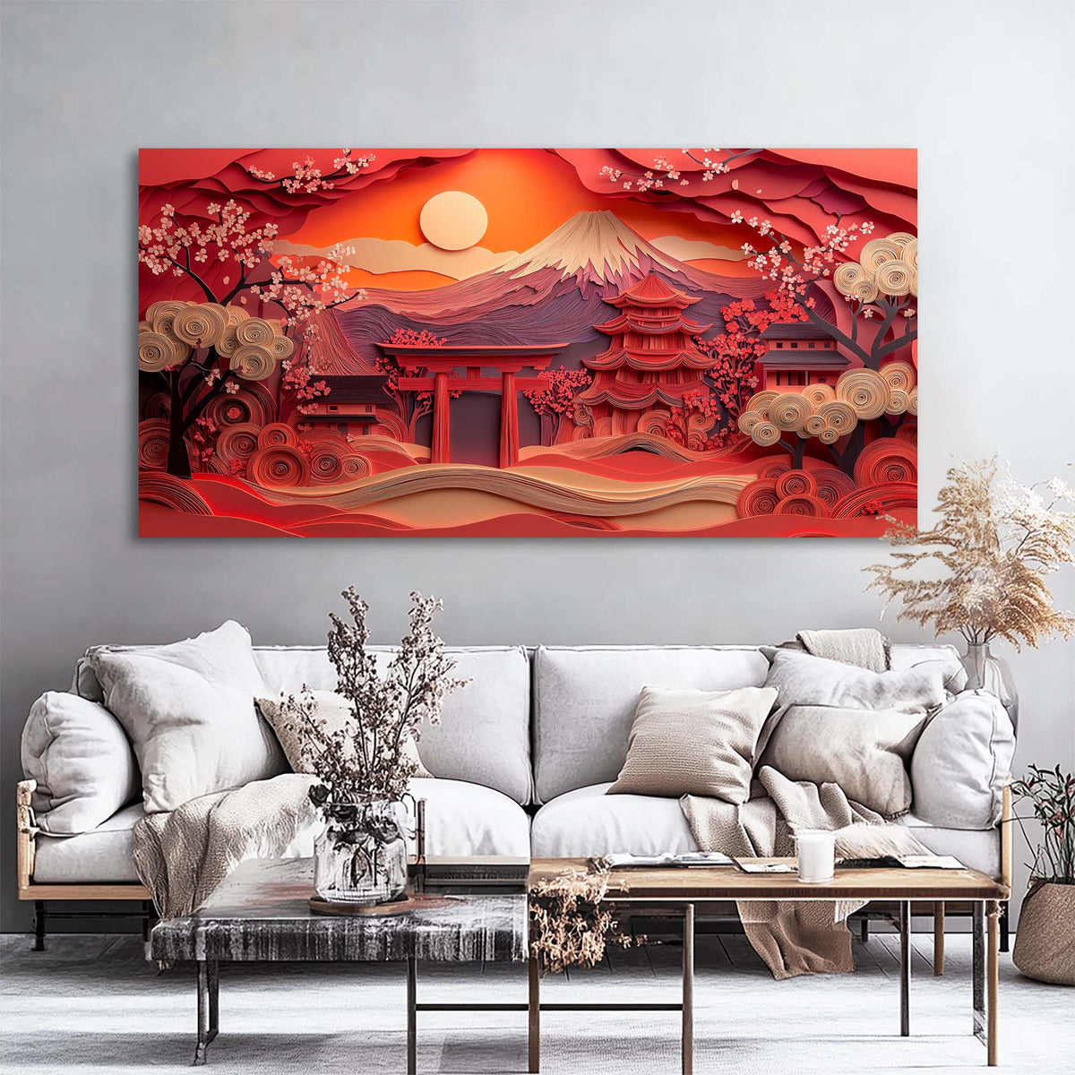 Orange Asian Nature Wall Art Art Deco Painting Prints Canvas Artwork Living Room Family Bedroom Office Decor
