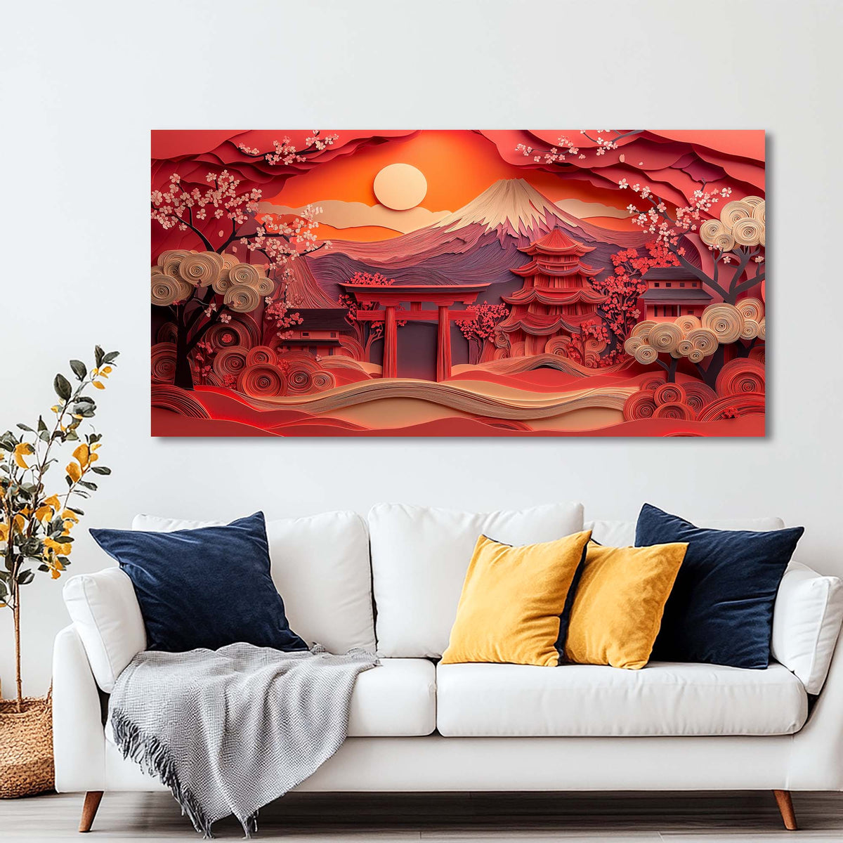 Orange Asian Nature Wall Art Art Deco Painting Prints Canvas Artwork Living Room Family Bedroom Office Decor