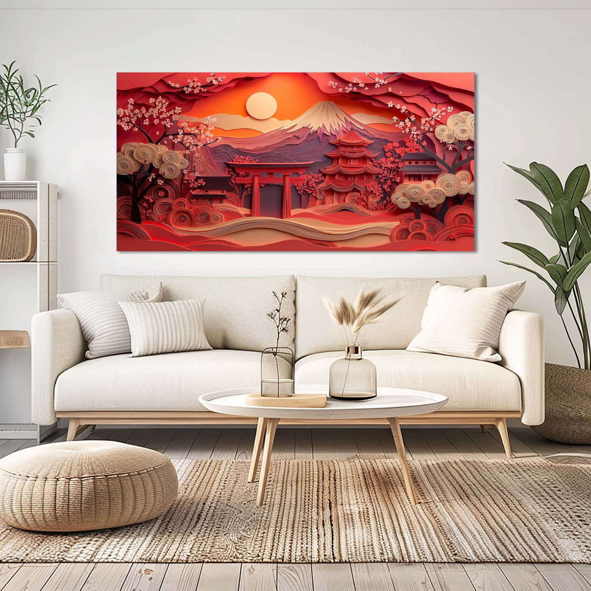 Orange Asian Nature Wall Art Art Deco Painting Prints Canvas Artwork Living Room Family Bedroom Office Decor